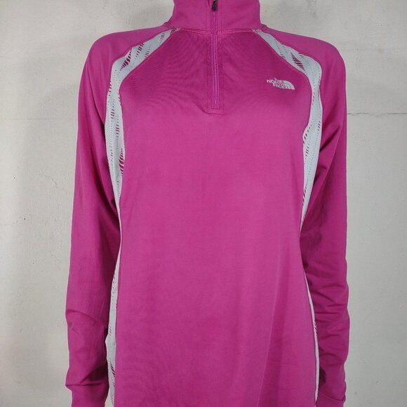 The North Face pink gray 1/4 zip pullover athletic cop womens Large - Picture 1 of 8